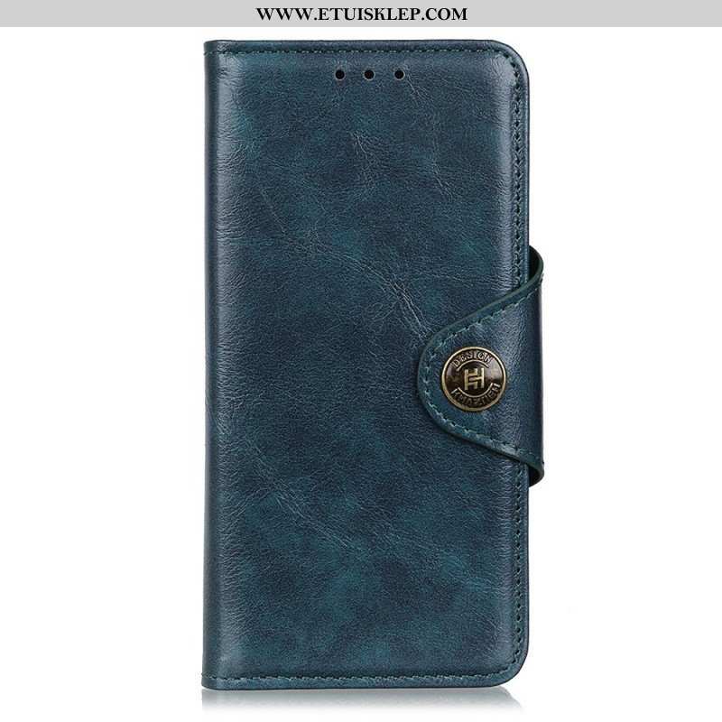 Etui Folio do Samsung Galaxy S22 Ultra 5G Patentowy Guzik Z Imitacji Skóry Khazneh